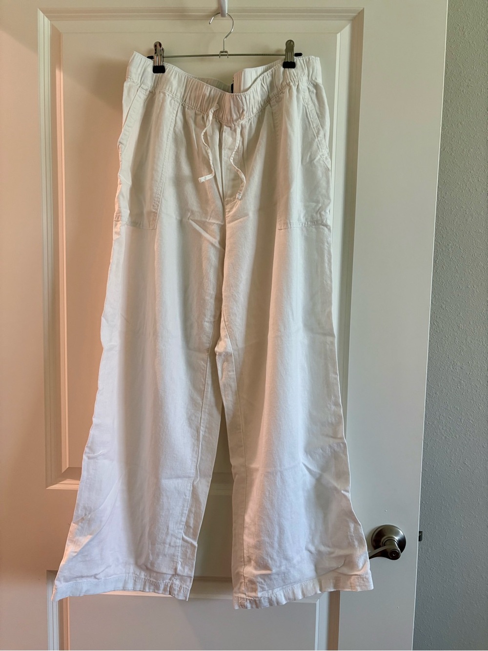 GAP Linen/Rayon blend White Wide-Leg Drawstring Pants